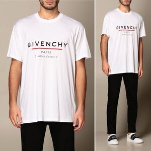 NWOT Givenchy Oversize White Logo T-Shirt Tee Men Black Graphic Size XS